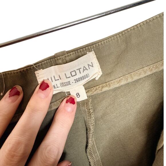 Nili Lotan 8 Slouchy $395 Drop Crotch Jackson Pants Ankle Zip Cotton Paris Green - Picture 5 of 9